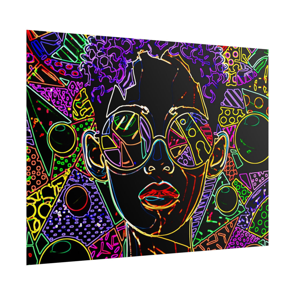 Afrofuturist Neon Portrait Poster