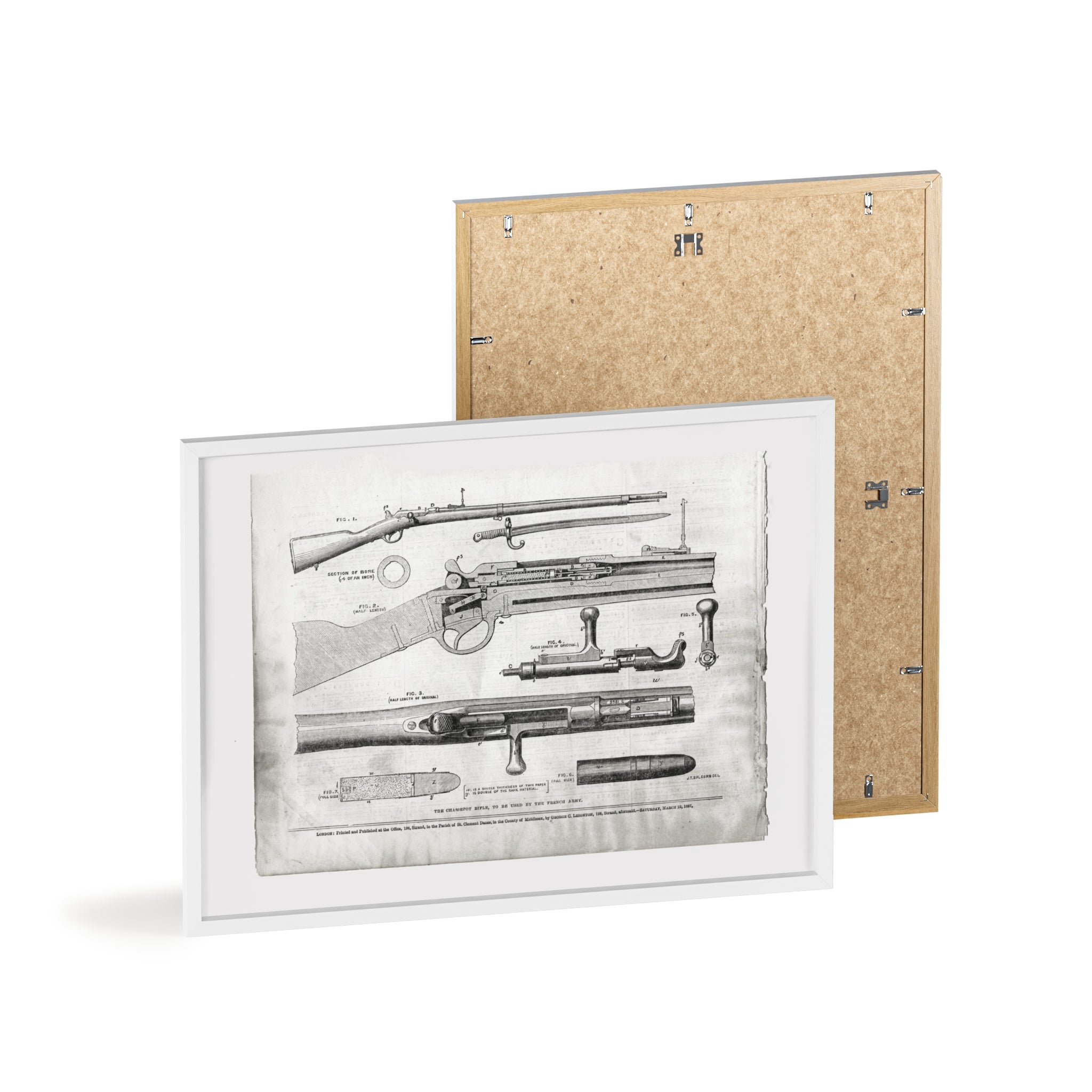 Antique Rifle Patent Poster — Framed Vintage Firearm Print