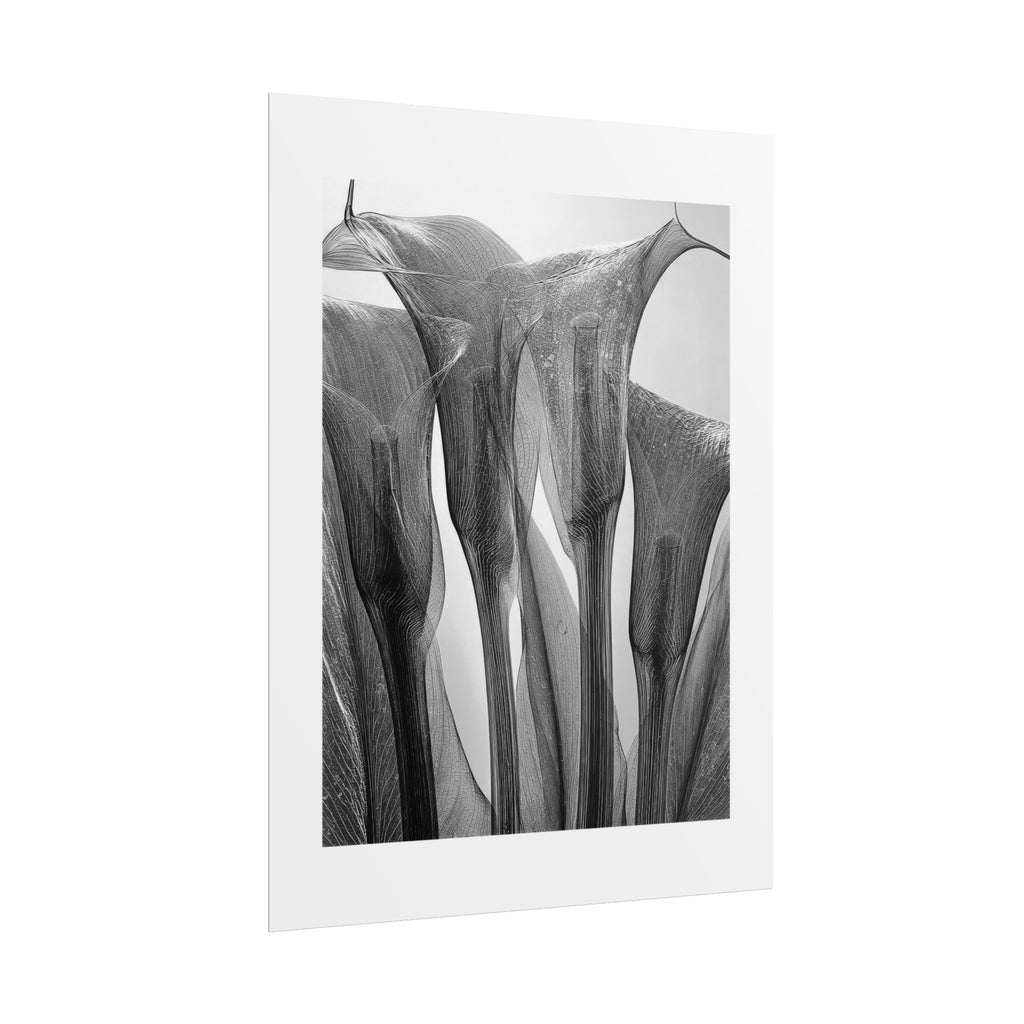 Abstract Botanical Poster — Black & White Calla Lily Photography (Rolled Poster)