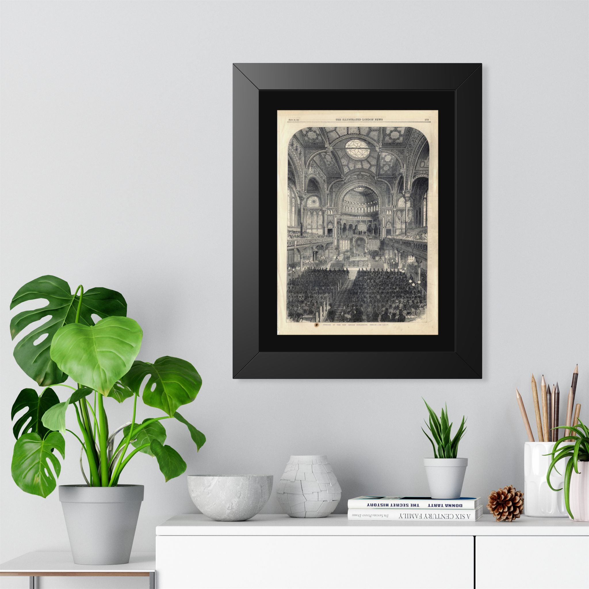 Opening of The New Jewish Synagogue, Berlin. Framed Poster - Vintage Church Interior Print (Antique Architectural Illustration)