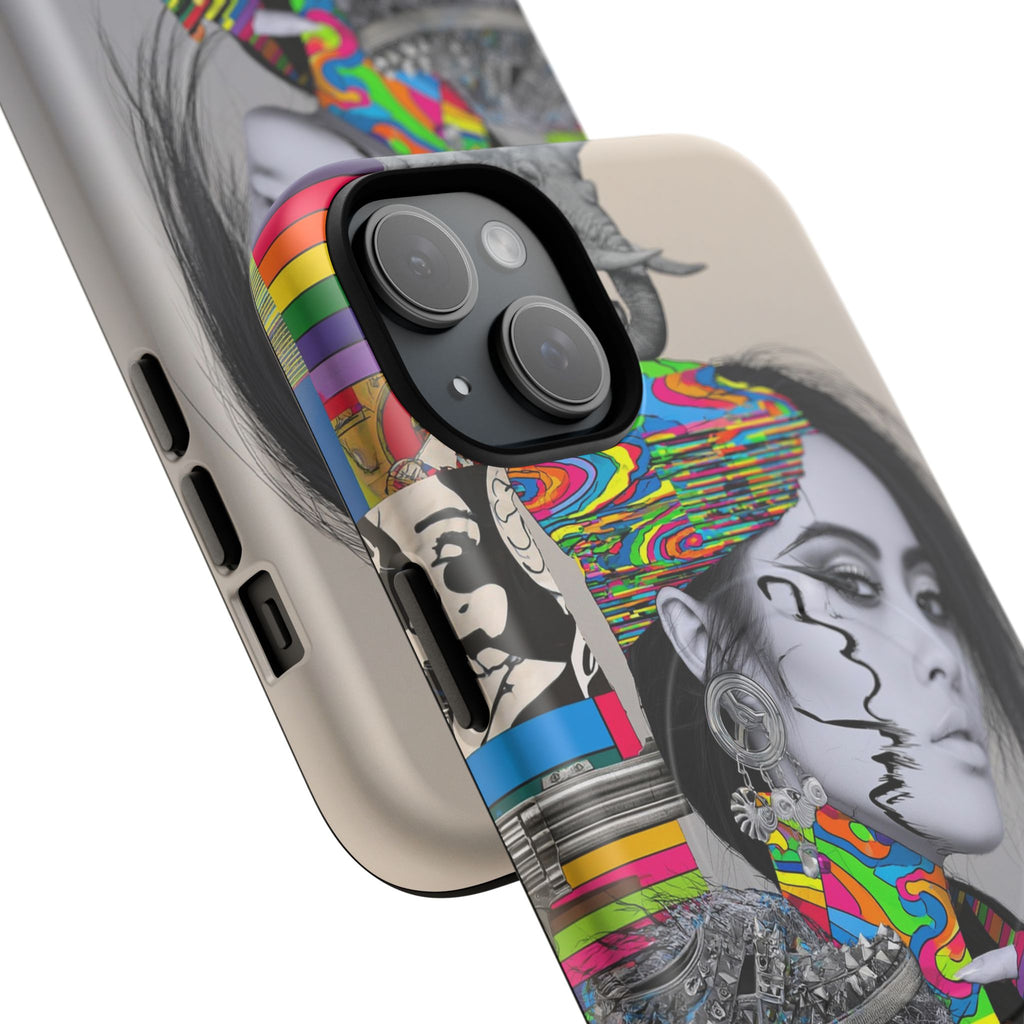 Phone Case - Colorful Glitch Portrait Tough Magnetic Case