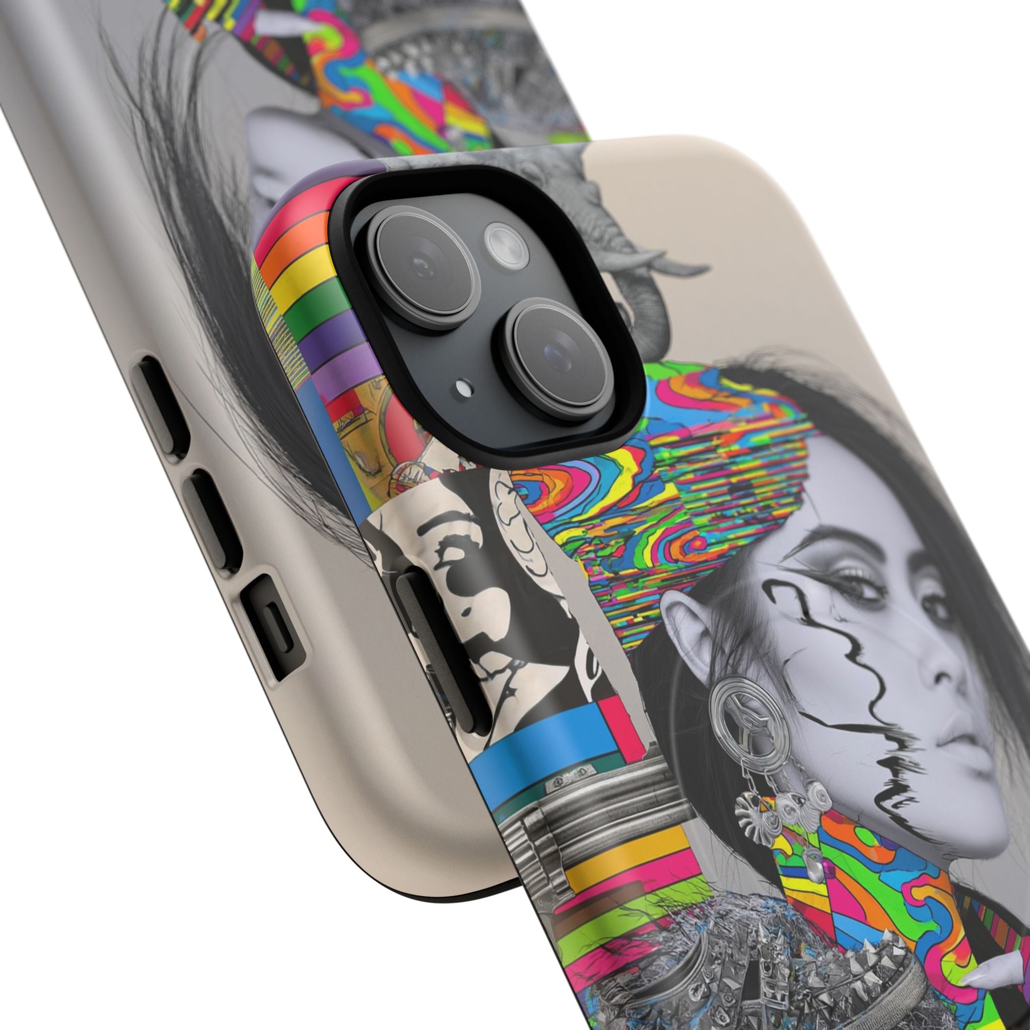 Phone Case - Colorful Glitch Portrait Tough Magnetic Case