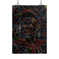 Neon Line Art Portrait Poster — Afro Futurism Geometric Wall Art (Rolled)