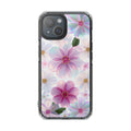 Clear Floral Magnetic Phone Case — Pastel Pink Blossoms, Protective iPhone Cover