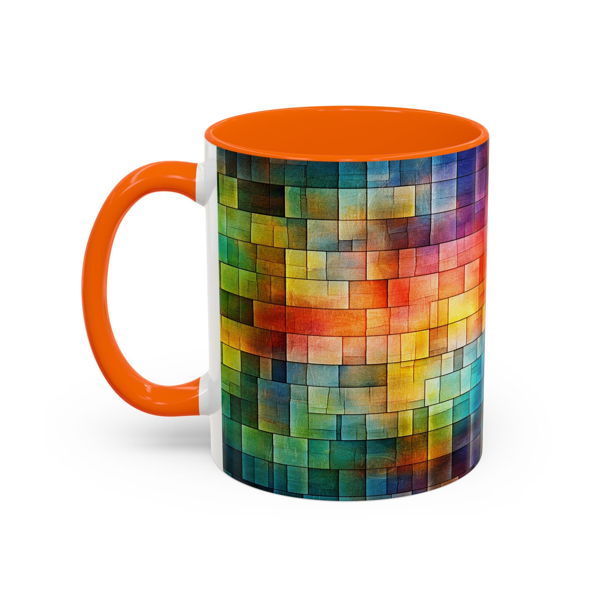 Colorful Mosaic Accent Coffee Mug - Vibrant Geometric Pattern (11/15 oz)