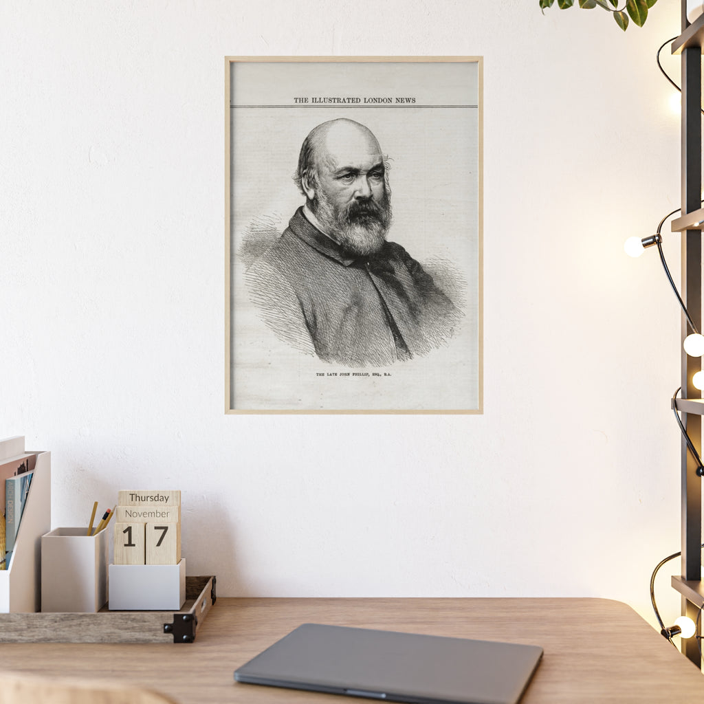 The Late John Phillip, Esq. Framed Vintage Portrait Print — Illustrated London News Gentleman Poster