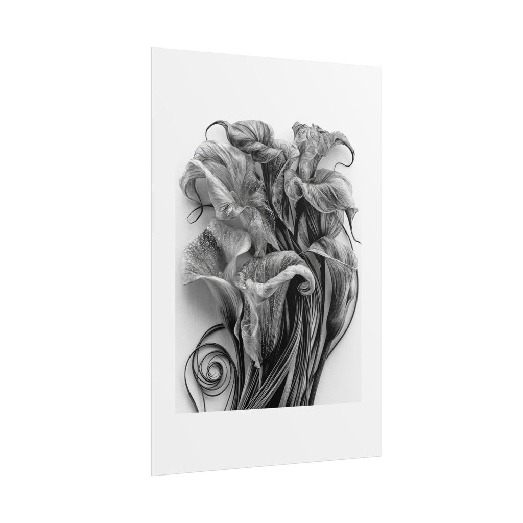Rolled Poster — Black & White Floral Botanical Art Print