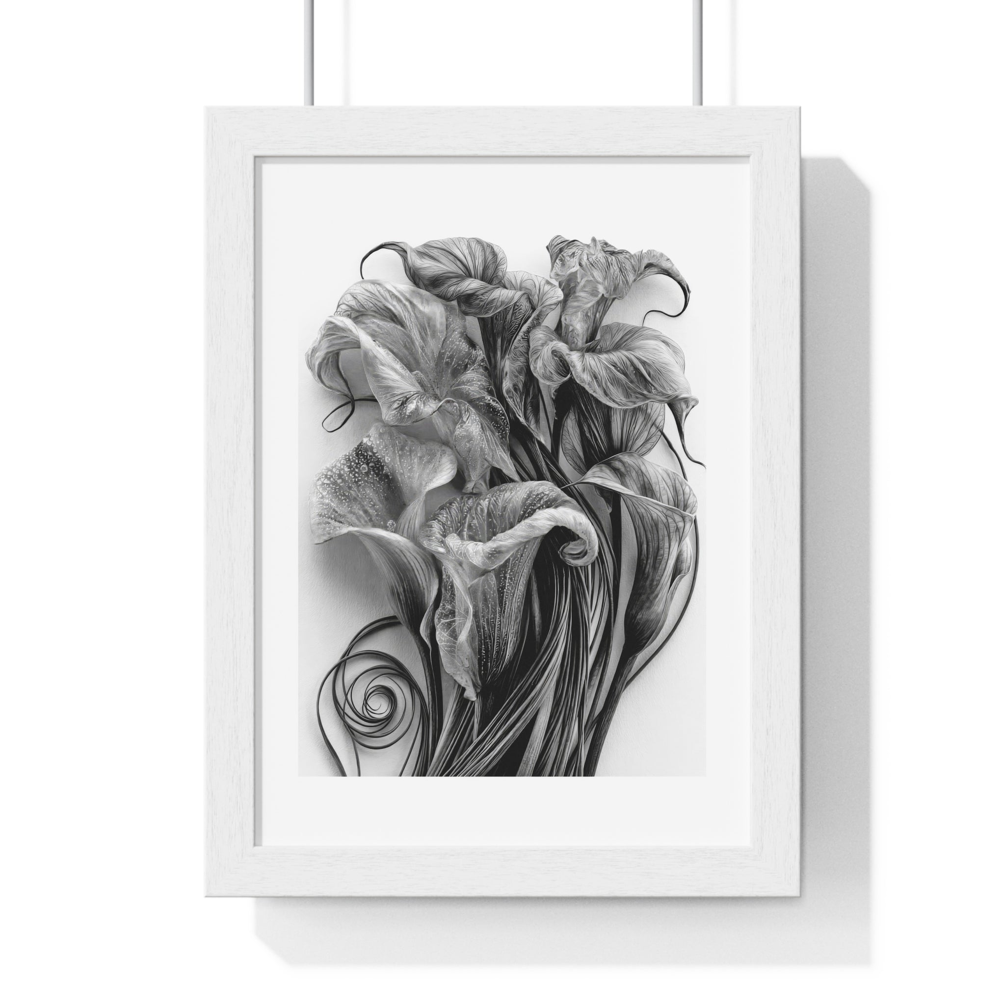 Framed Poster — Monochrome Calla Lily Botanical Art Print