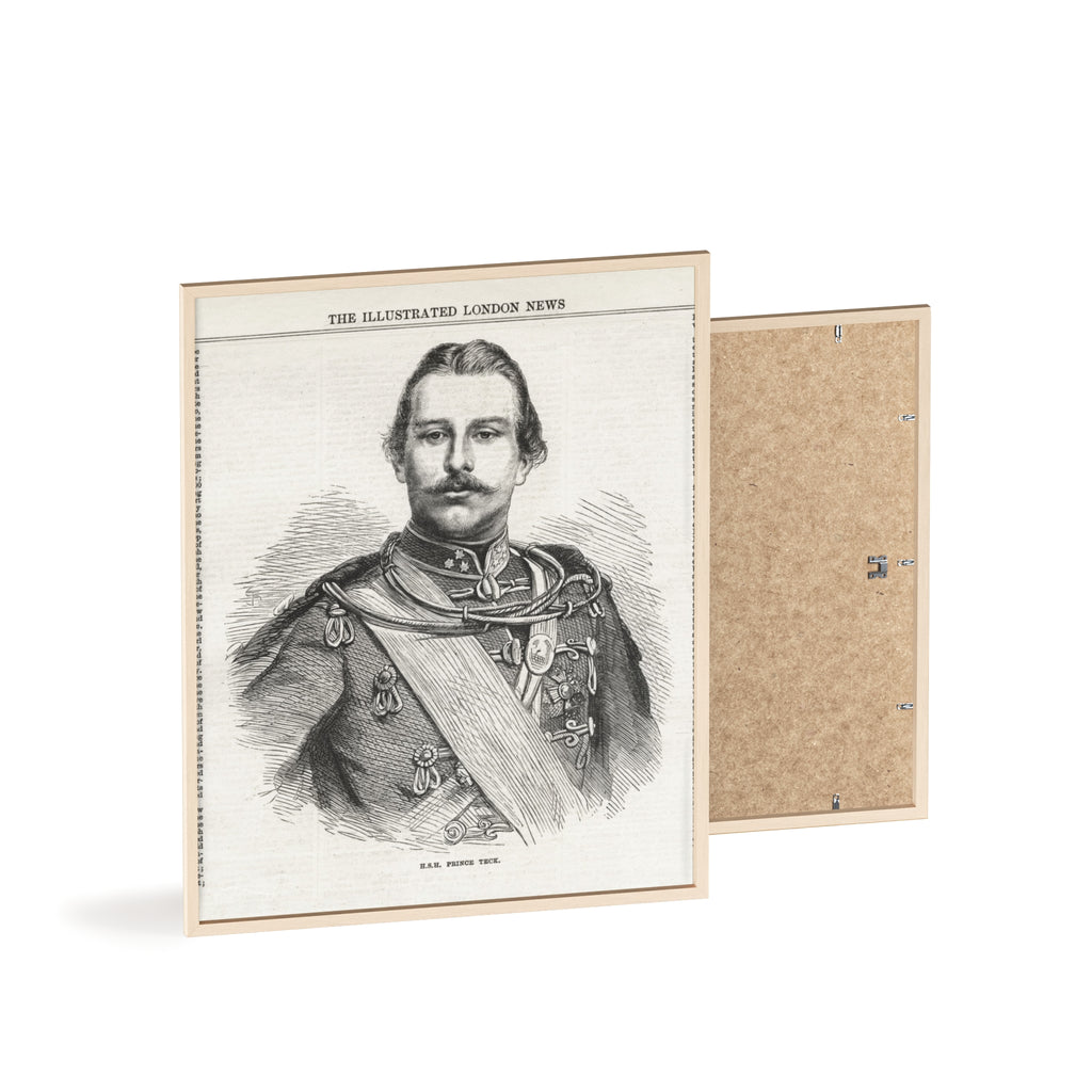 H.S.H. Prince TECK. Vintage Victorian Portrait Poster with Wooden Frame — Illustrated London News Print