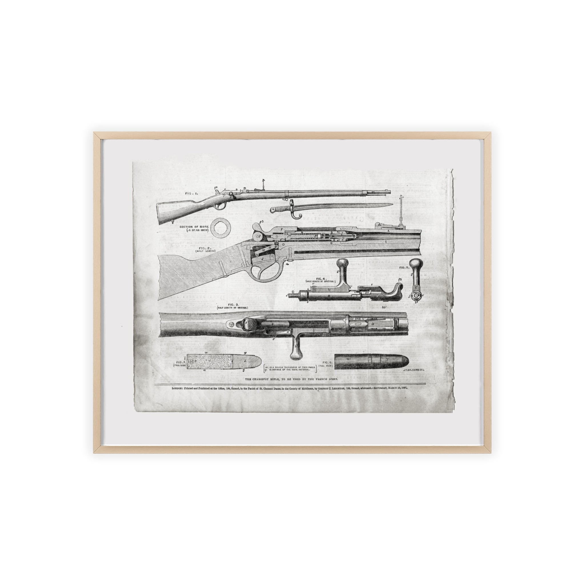 Antique Rifle Patent Poster — Framed Vintage Firearm Print