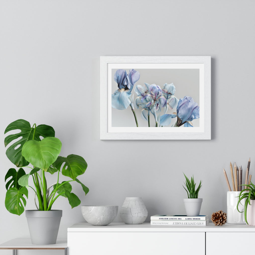 Blue Iris Floral Framed Poster — Botanical Wall Art Print