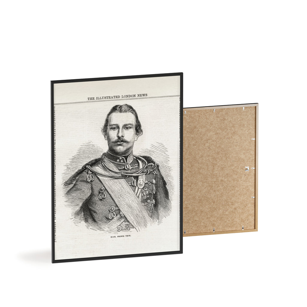 H.S.H. Prince TECK. Vintage Victorian Portrait Poster with Wooden Frame — Illustrated London News Print