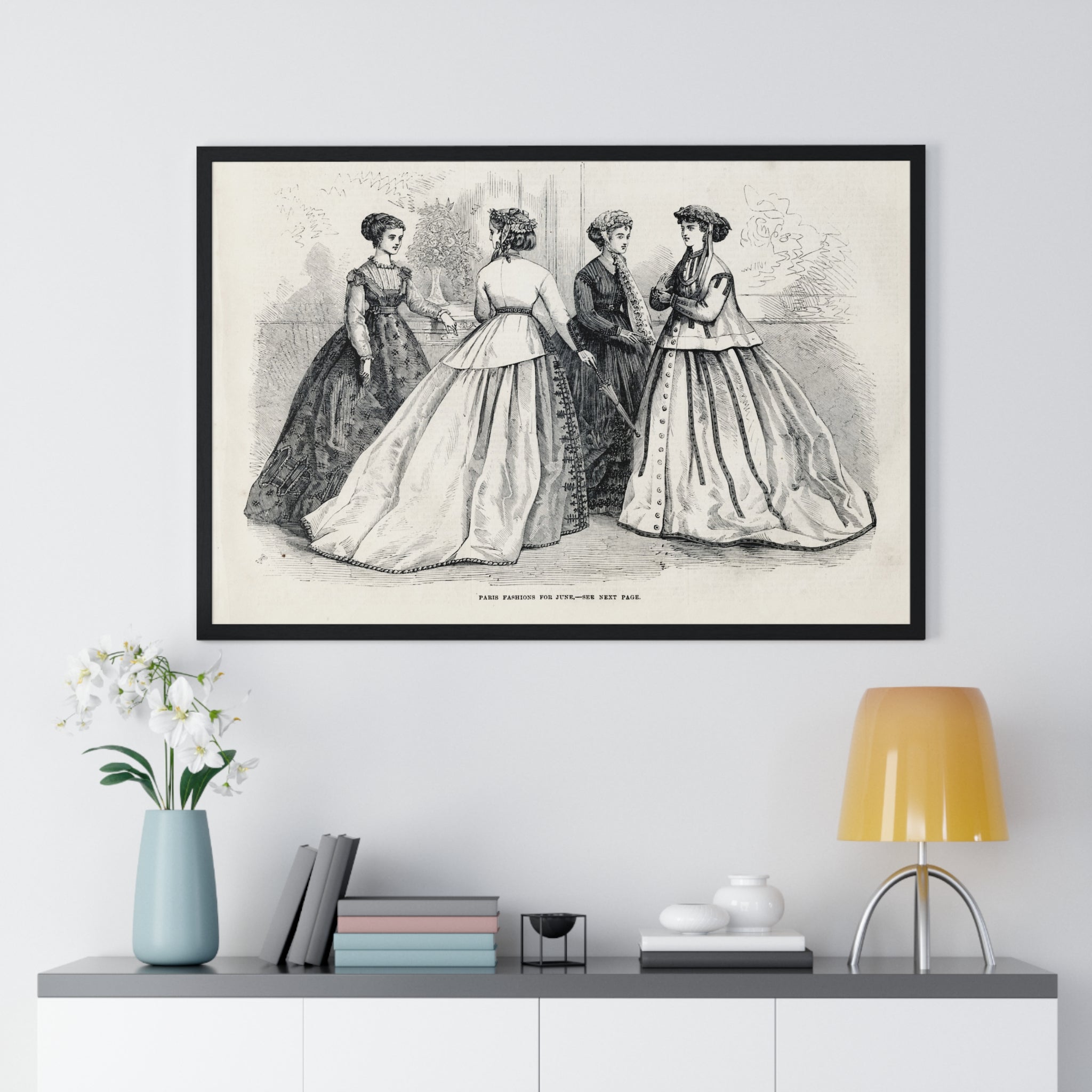 Vintage Fashion Print Framed Poster — Paris Fashion — 19th Century Ladies Illustration