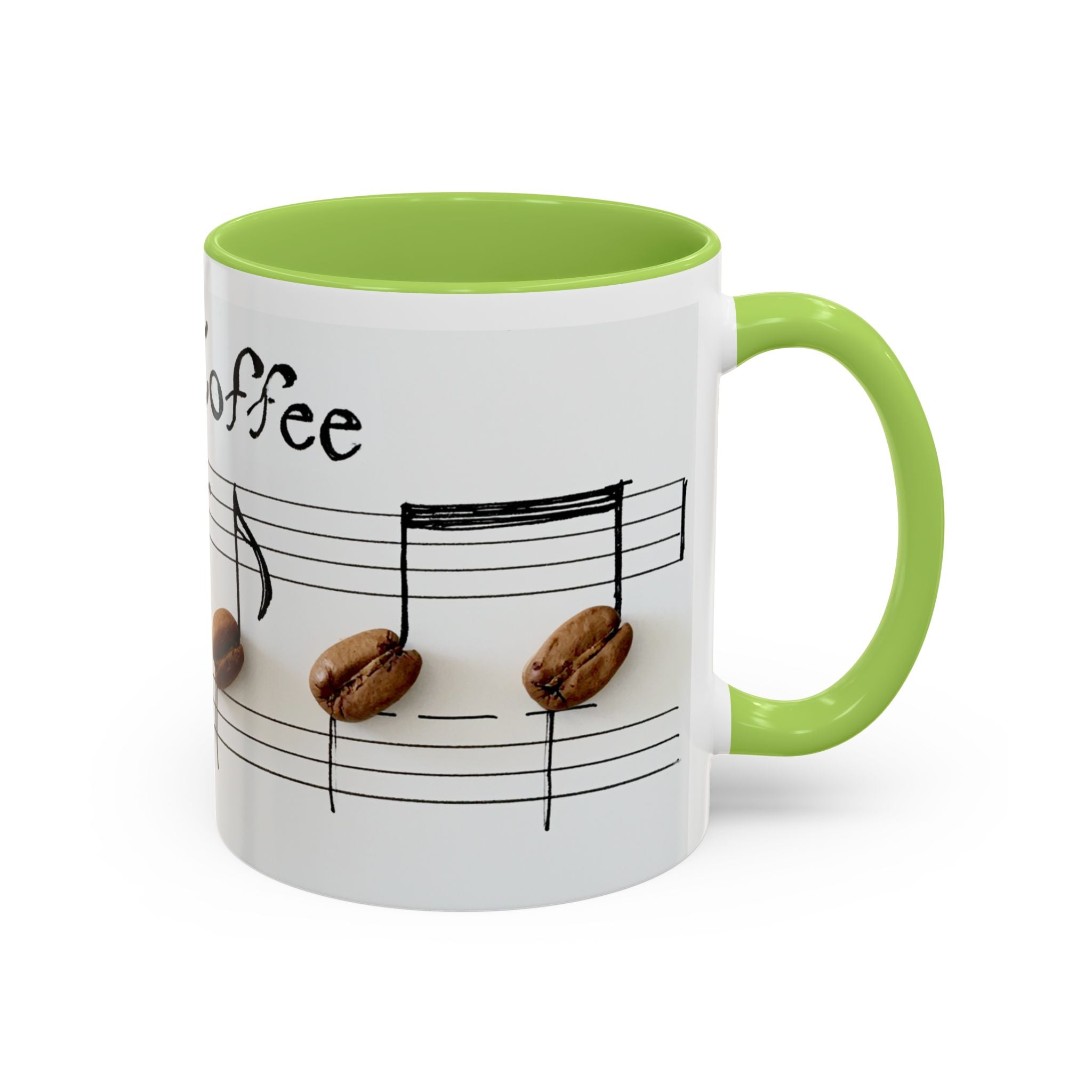 Coffee Lover Music Mug — "Love Coffee" Musical Notes Accent Mug (11/15 oz)