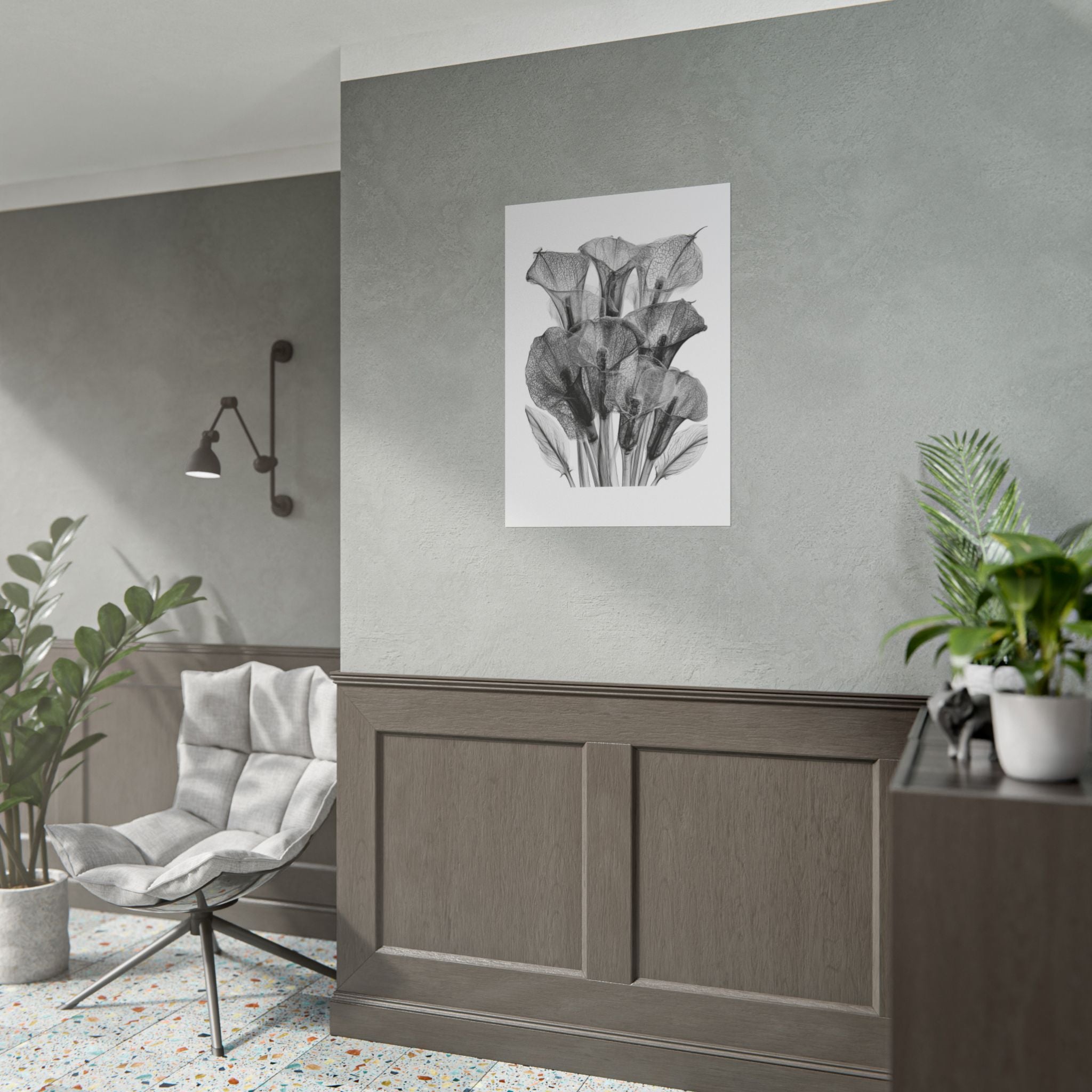 Rolled Poster - Black & White X-Ray Calla Lily Botanical Print
