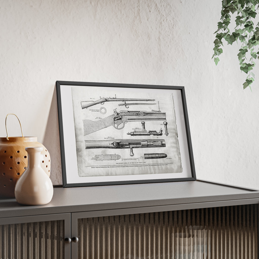 Antique Rifle Patent Poster — Framed Vintage Firearm Print