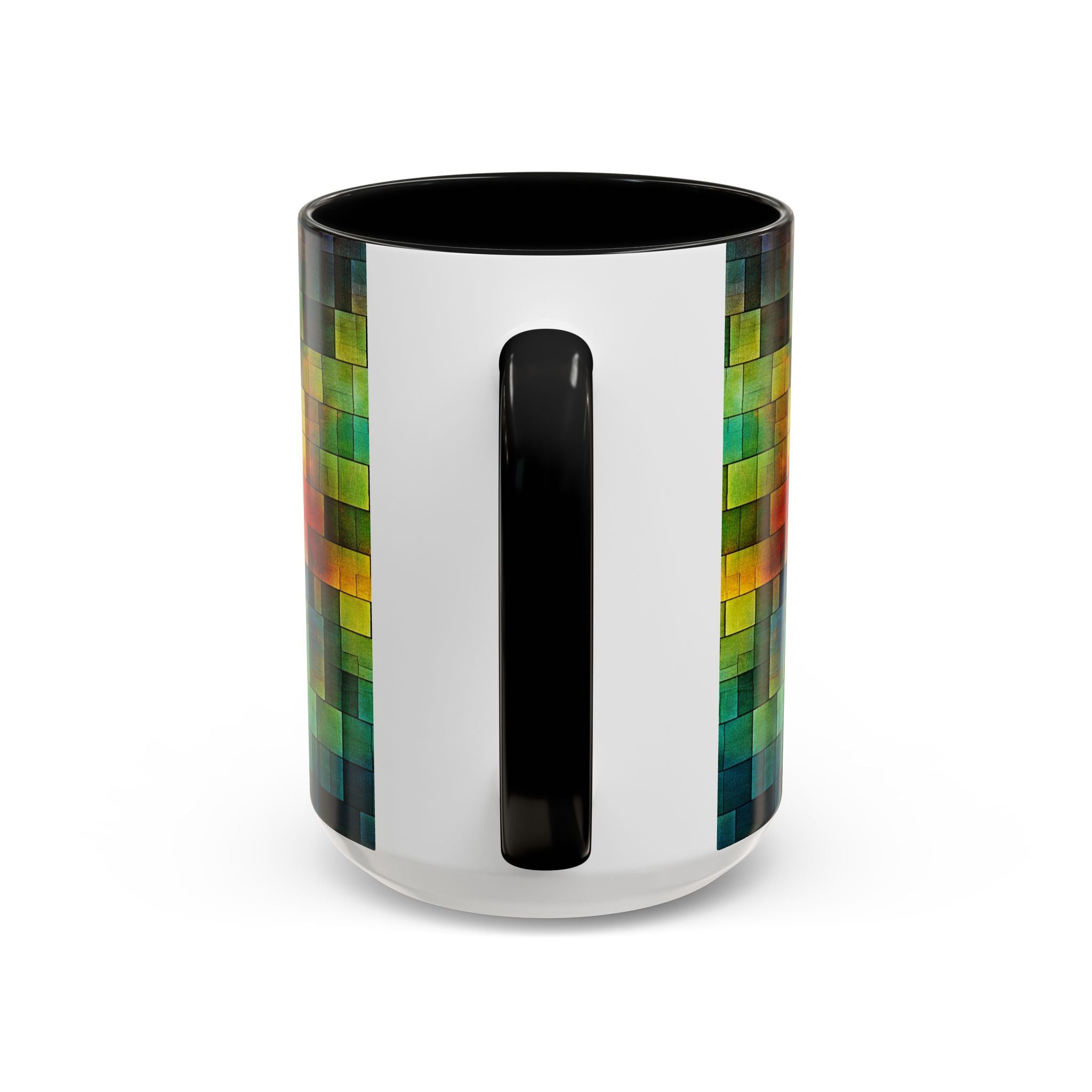 Colorful Mosaic Accent Coffee Mug - Vibrant Geometric Pattern (11/15 oz)