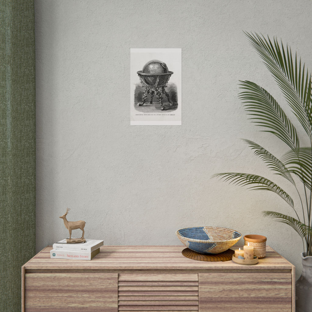 Antique Globe Illustration Rolled Poster — Vintage Scientific Print