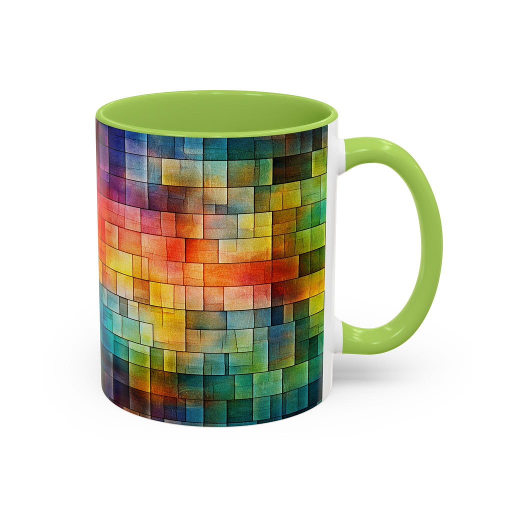 Colorful Mosaic Accent Coffee Mug - Vibrant Geometric Pattern (11/15 oz)