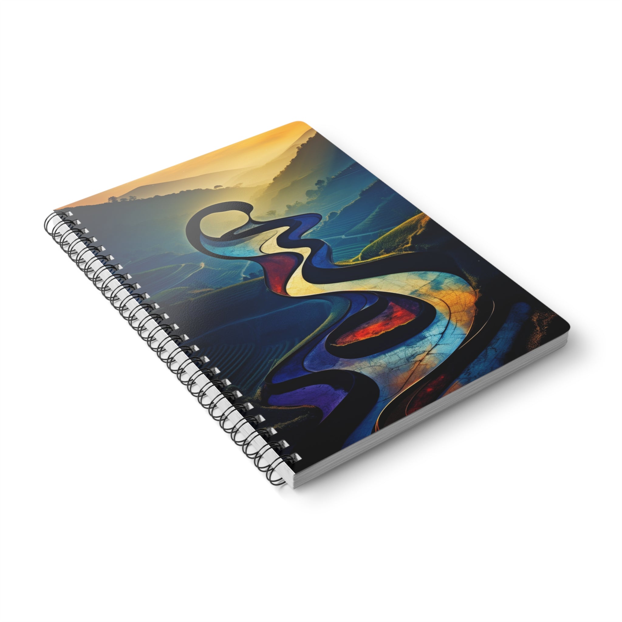 A5 Spiral Notebook — Abstract River Sunset Art Journal