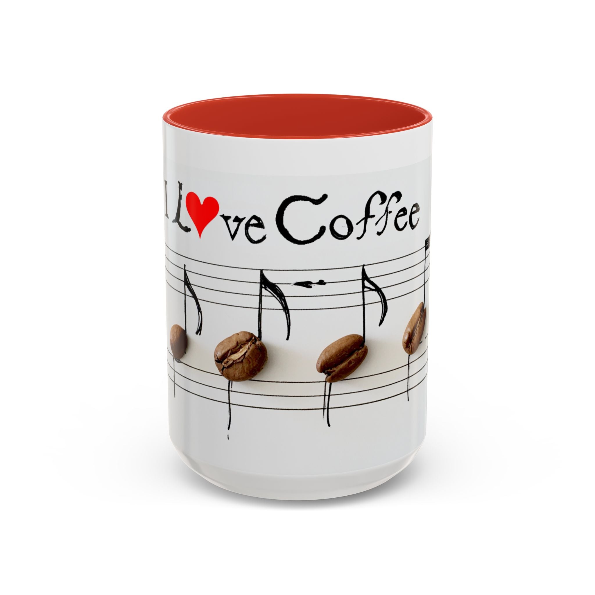 Coffee Lover Music Mug — "Love Coffee" Musical Notes Accent Mug (11/15 oz)