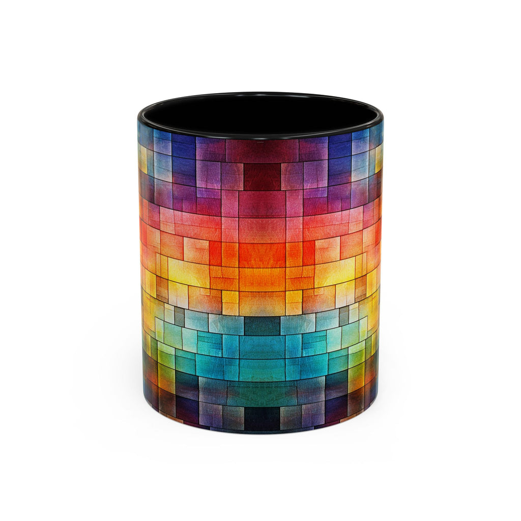 Colorful Mosaic Accent Coffee Mug - Vibrant Geometric Pattern (11/15 oz)