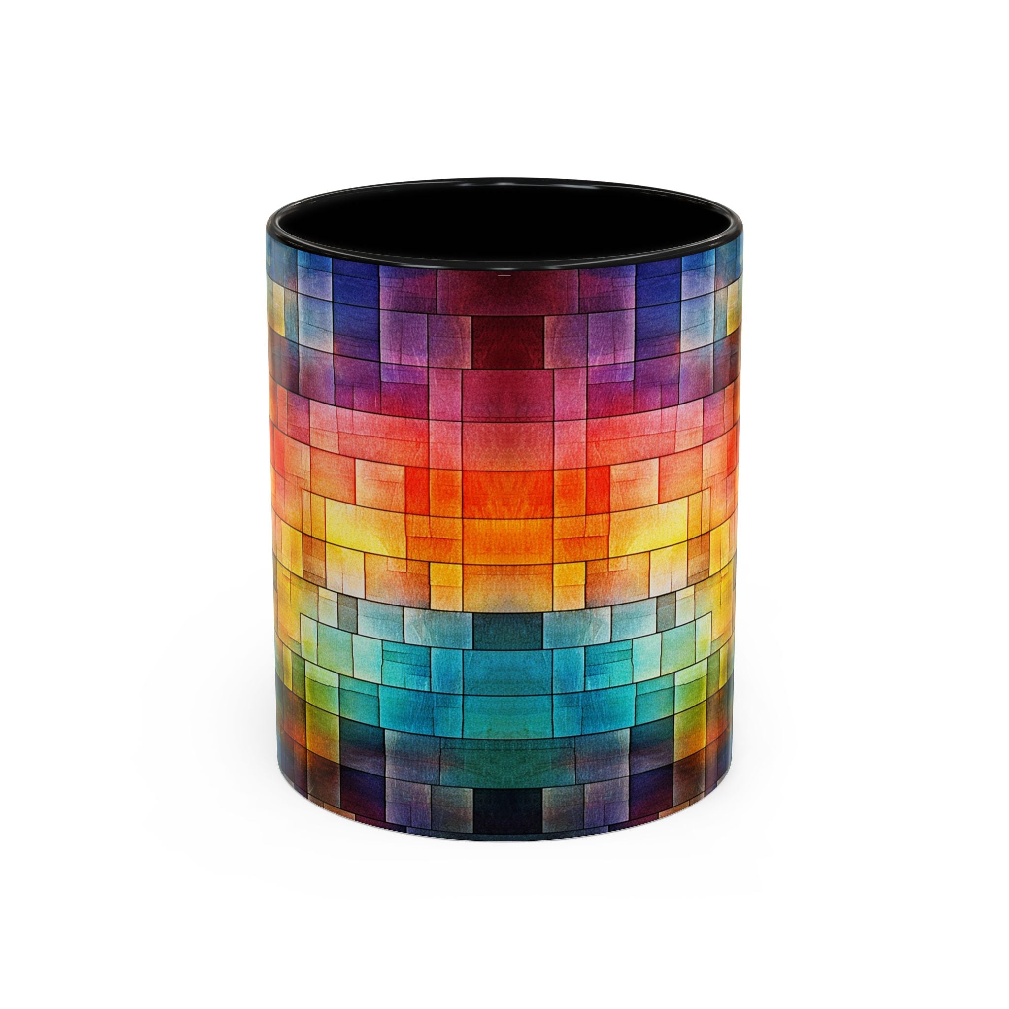 Colorful Mosaic Accent Coffee Mug - Vibrant Geometric Pattern (11/15 oz)
