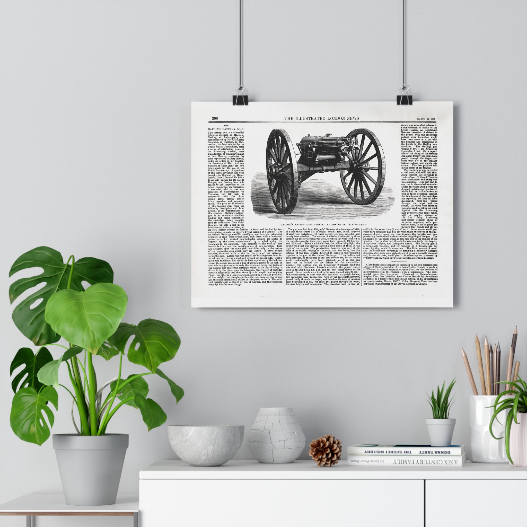 Vintage Cannon Illustration Poster — Antique Newspaper Print Wall Art