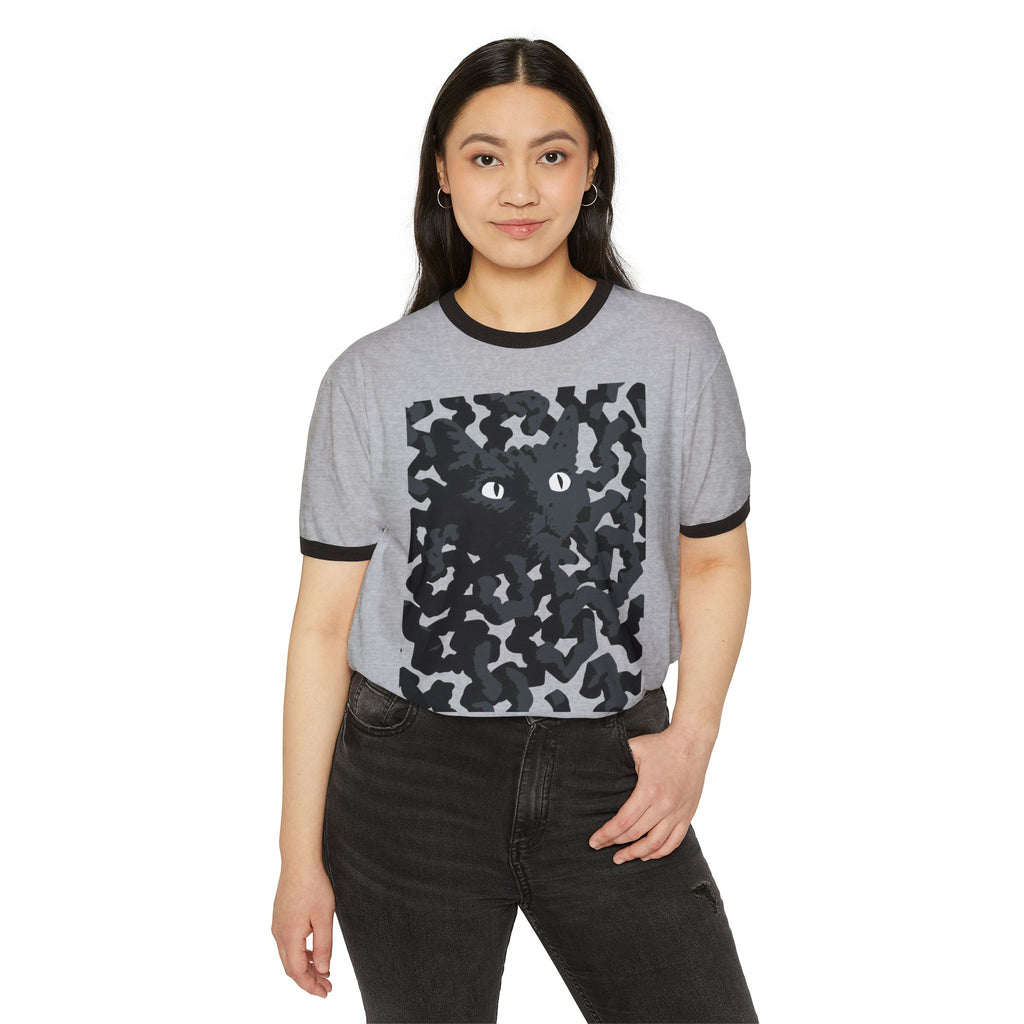 Black Cat Camouflage Ringer Tee