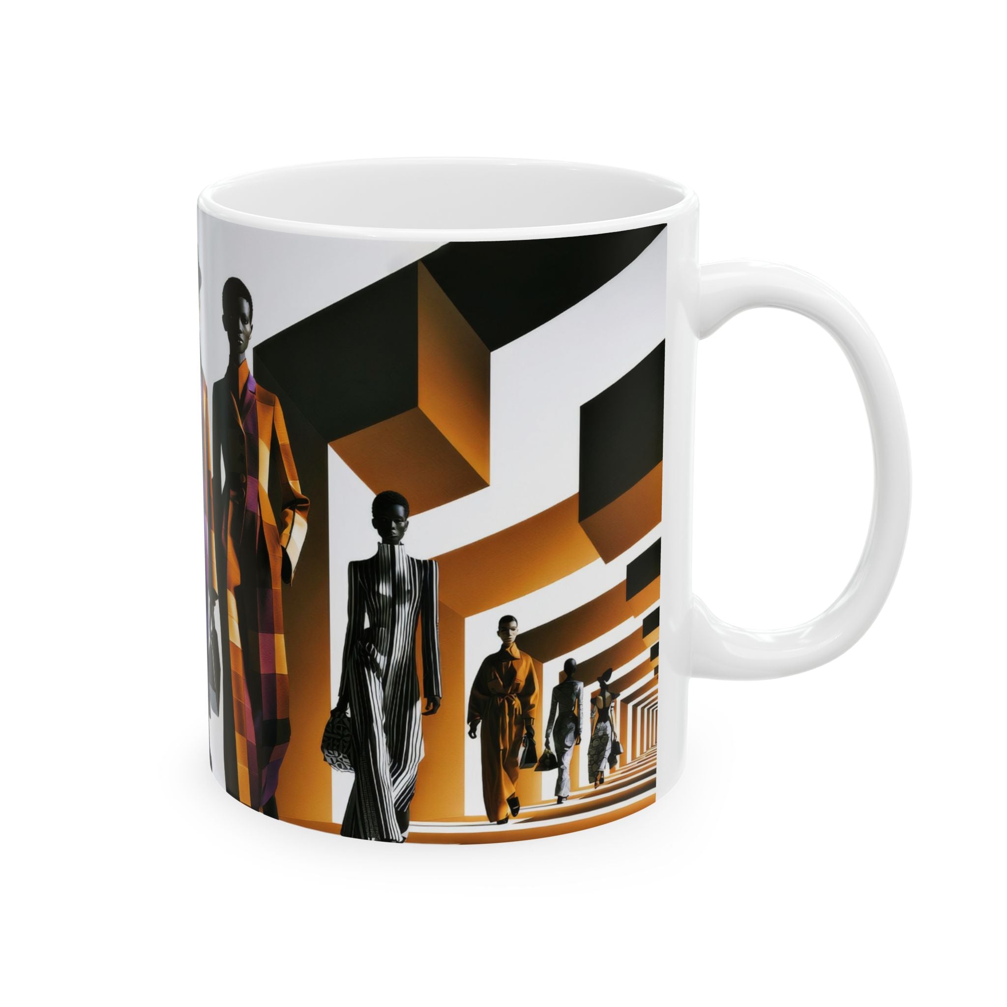 Fashion Runway Ceramic Mug — Stylish Models Graphic (11oz/15oz)