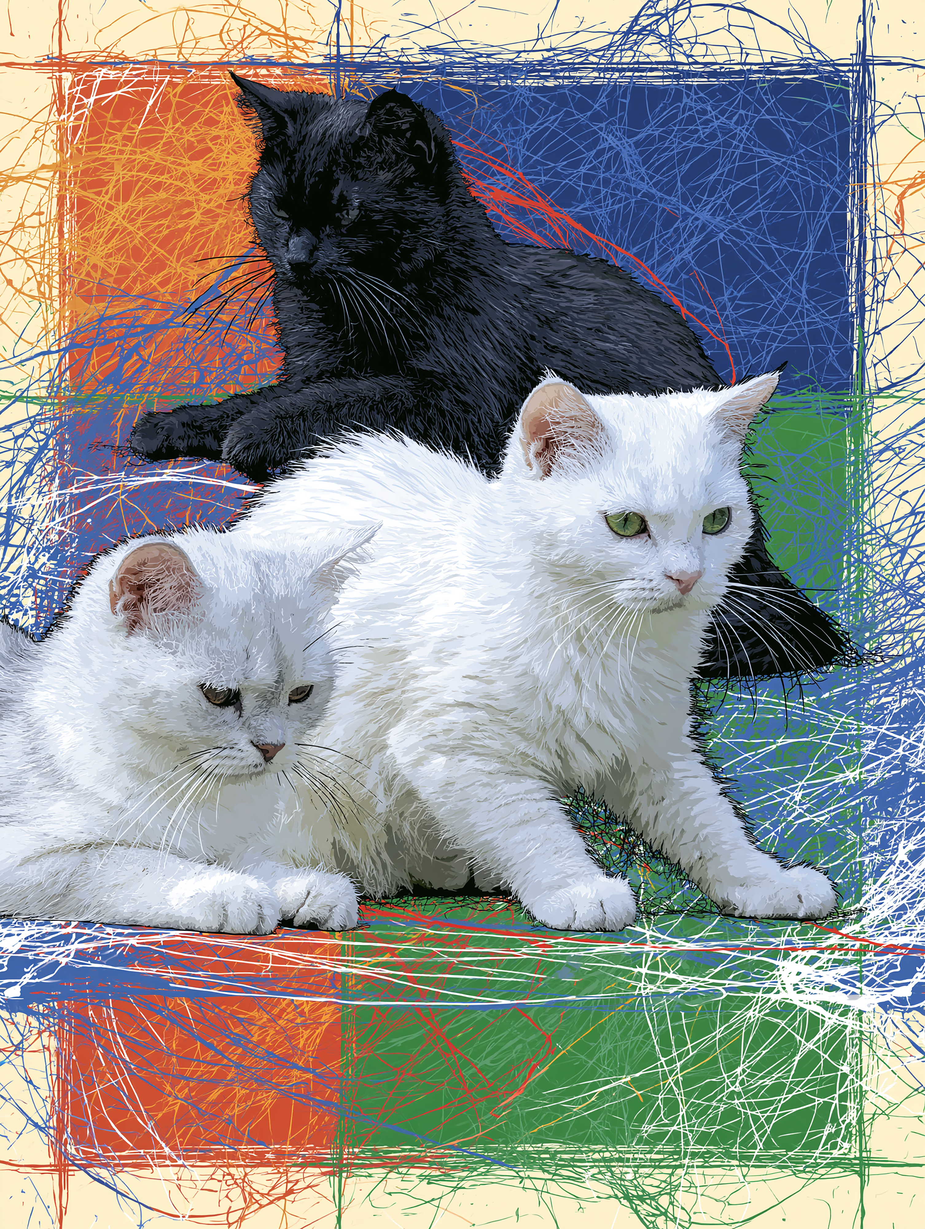 Cats on a Sunny Day  — Printable Digital Download