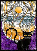 Moonlit Guardian — Art Nouveau Black Cat Printable Download